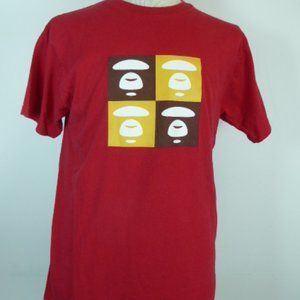 BATHING APE T SHIRT RED  2 sided print M Bape